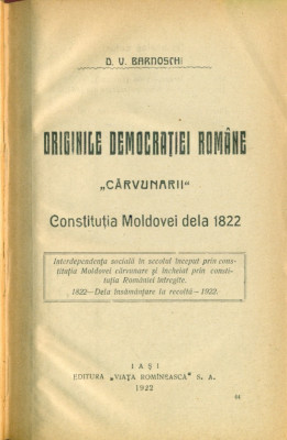 Originile Democratiei Romane &amp;quot;Carvunarii&amp;quot; -D.V.BARNOSCHI foto