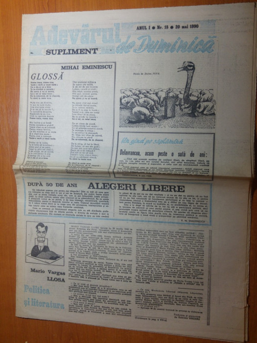 ziarul adevarul de duminica 20 mai 1990-art. &quot; dupa 50 de ani alegeri libere &quot;