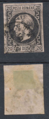 RFL 1867 ROMANIA Carol I timbru 20 parale hartie subtire stampila Galati Moldova foto