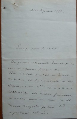 Scrisoare a Gen.Constandache catre I. C. Filitti , 1936 foto