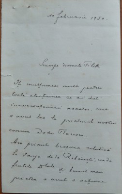 Scrisoare a Generalului Grigore Constandache catre I. C. Filitti, 1930 foto
