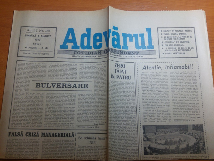 ziarul adevarul 4 august 1990