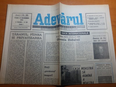 ziarul adevarul 23 noiembrie 1990-art. casa noastra sa ramana a noastra foto