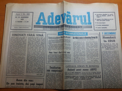 ziarul adevarul 29 noiembrie 1990 foto