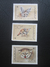 Yemen(Re.Populara Democrata) 1989 _ 3 timbre pisici - protectia naturii foto