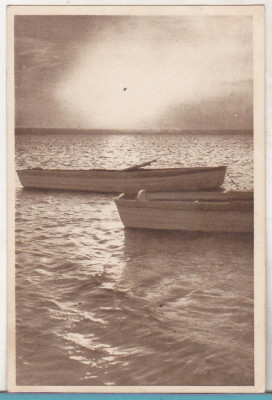 bnk cp Vasile Roaita - Apus de soare la ghiol - circulata 1957 foto