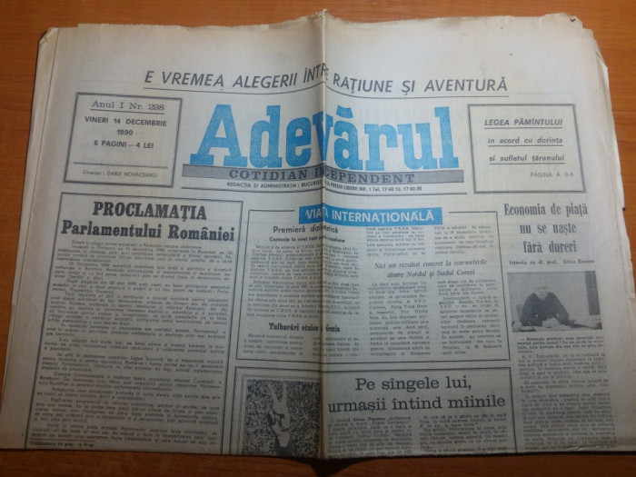 ziarul adevarul 14 decembrie 1990-art. despre victimele revoutiei