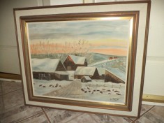 Pictura superba semnata in ulei,75 cm cu 44