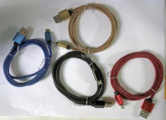 Cablu USB 28 AWG 2A 1m saleeved samsung htc nokia galaxy foto