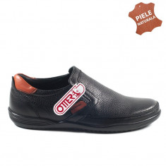 Pantofi barbati piele naturala OTTER negru (Marime: 44) foto