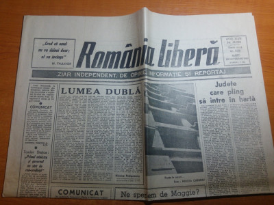 ziarul romania libera 25 septembrie 1990-art.&amp;quot; lumea dubla&amp;quot; de n. prelipceanu foto