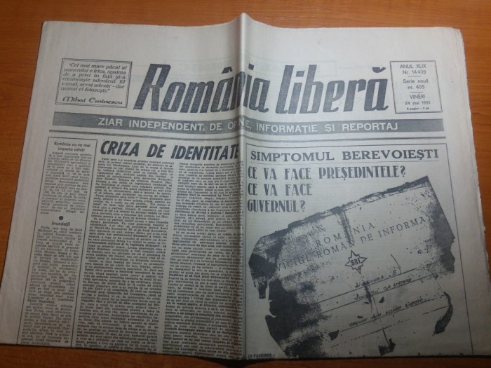 ziarul romania libera 24 mai 1991-articol despre mineriada