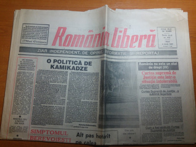 ziarul romania libera 4 iunie 1991-art. &amp;quot; o politica de kamikadze &amp;quot; foto