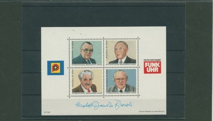 GERMANIA RFG 1987 PHILATELIA KOLN COLITA NESTAMPILATA DANTELATA