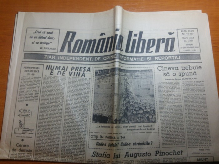 ziarul romania libera 21 septembrie 1990-interviu cu silviu brucan
