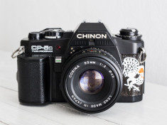 Chinon CP-5S + Obiectiv la alegere, aparat foto vechi functional, film, colectie foto