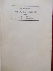 Familia Rothschild , W.Brewitz , ed. scrisul romanesc foto