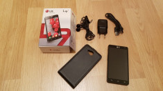 Telefon LG Optimus L9 II D605 negru, accesorii, cutie, husa tip carte nefolosita foto