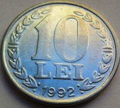 Moneda 10 Lei - ROMANIA, anul 1992 *cod 2041 XF foto