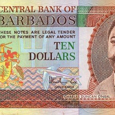 BARBADOS █ bancnota █ 10 Dollars █ 1999 █ P-56 █ UNC █ necirculata