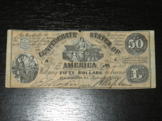 Bancnota 50 dolari SUA 1861 (Confederate States) foto