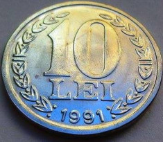 Moneda 10 Lei - ROMANIA, anul 1991 *cod 2067 a.UNC+ foto