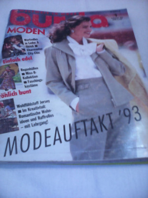 REVISTA MODA BURDA MODEN NR.1/ IANUARIE 1993 CU TIPARE GERMANA foto
