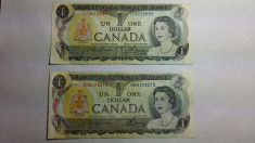 BANCNOTE 1 DOLAR CANADA - 1973 - 2 BUC foto