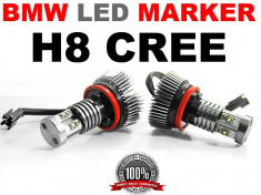 Angel Eyes Led Marker H8 BMW E60 LCI X5 X6, E90 E92 E93 E89 - 40W 7000K CREE foto