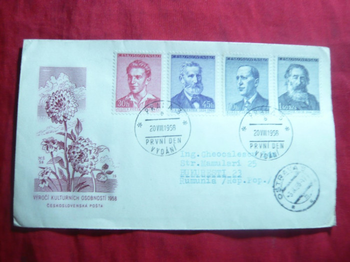 Plic FDC -Personalitati Culturale 1958 Cehoslovacia