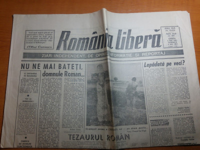ziarul romania libera 4-5 mai 1991- art. &amp;quot; tezaurul roman &amp;quot; foto
