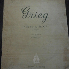 GRIEG - Piese Lirice pentru PIAN - editie: Theodor Balan - Muzicala, 1960, 20 p.