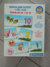Joc cifre, Ferma de la 1 la 10, Clementoni, 3-5 ani, Invata numerele si animale foto
