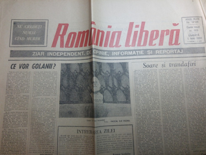 ziarul romania libera 5 mai 1990- conferinta de presa a lui victor stanculescu