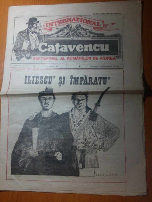 ziarul international catavencu anul 1, nr. 8 ,din 1991-art. iliescu si imparatu&#039; - ziar umoristic