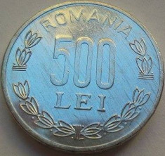 Moneda 500 Lei - ROMANIA, anul 1999 *cod 2215 a.UNC luciu batere foto