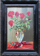 Vaza cu trandafiri - semnat D.Simon foto