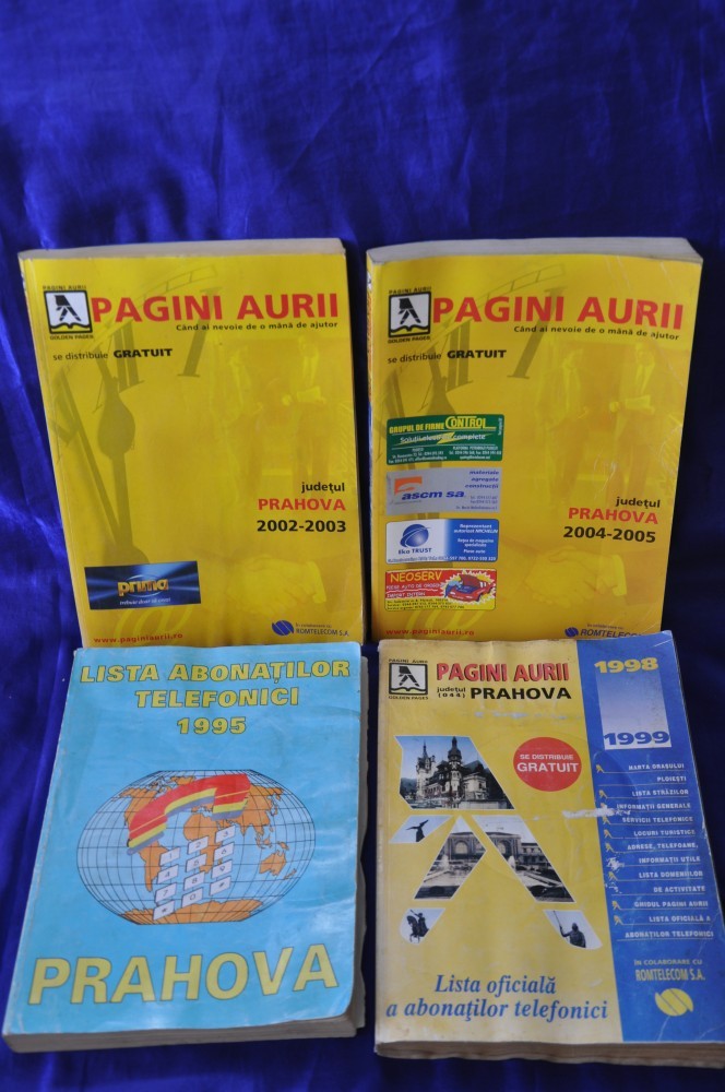 Lot 4 carti Pagini Aurii vechi. Carte de telefoane veche judetul Prahova |  arhiva Okazii.ro