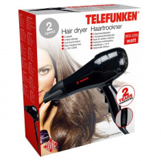 Uscator de par Telefunken, 2200 W, 3 Setari, 2 trepte, Aer rece, 1.8m, Negru foto