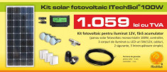 Kit (sistem) solar fotovoltaic ITechSol? 100W pentru iluminat 12V (fara acumulator) foto