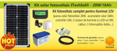 Kit (sistem) solar fotovoltaic ITechSol? 20W pentru iluminat 12V foto