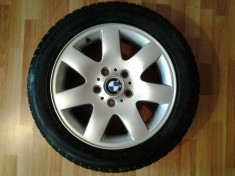 Set 4 jante+4cauciucuri iarna 205/55/16 originale bmw seria 3 in stare f buna foto