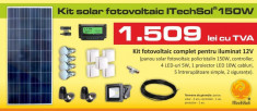 Kit (sistem) solar fotovoltaic ITechSol? 150W pentru iluminat 12V (fara acumulator) foto