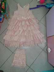 Set doua rochite, fetita si papusa ei, marca H&amp;amp;M, marimea 6-8 ani, 122 cm, tul foto