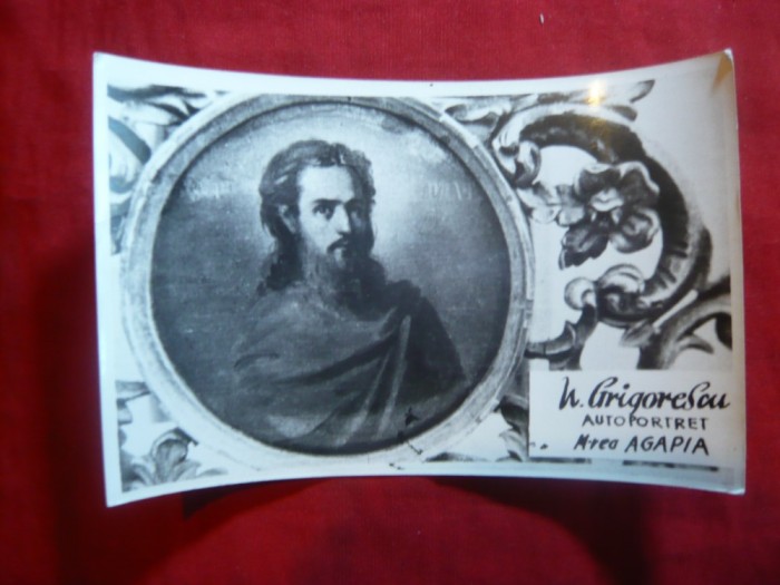 Fotografie -Autoportret N.Grigorescu la Manastirea Agapia ,interbelica