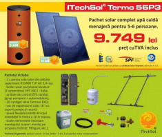 Pachet solar (kit) complet apa calda menajera pentru 5-6 persoane, 300 litri (ITechSol? Termo 56P3) foto