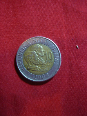 Moneda bimetal Filipine 10 Peso 2002 foto