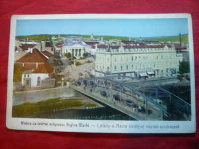 Ilustrata Oradea - Teatrul Orasenesc Regina Maria 1929 , color foto