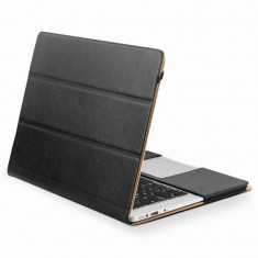 Husa laptop protectie full body slim piele naturala, Qialino MACBOOK 12, Negru foto