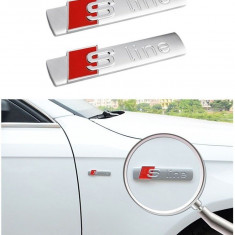 Set pereche 2 x stiker metalic cu adeziv auto pentru auto model audi S line